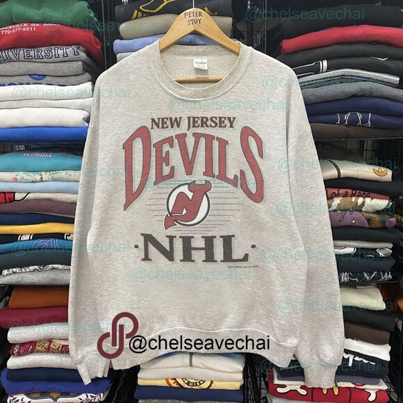 Vintage 90s New Jersey Devils Shirt, New Jersey Devils NHL Unisex Sweatshirt Tee - Picture 1 of 2